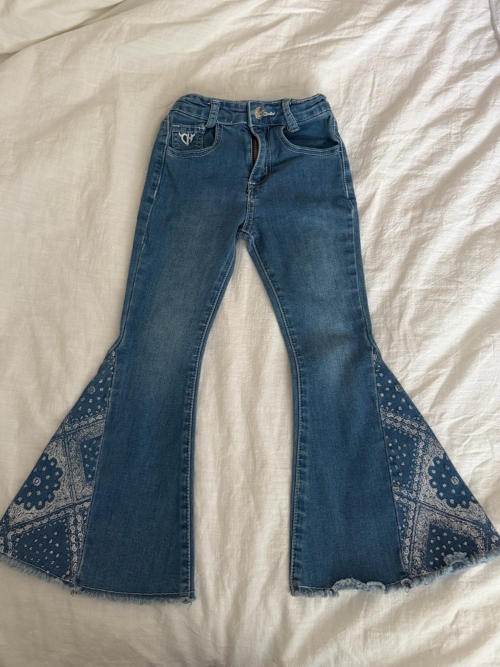 Cowgirl Hardware Bandana Print  Flare Jeans Size 5 Bell Bottoms Western Girl